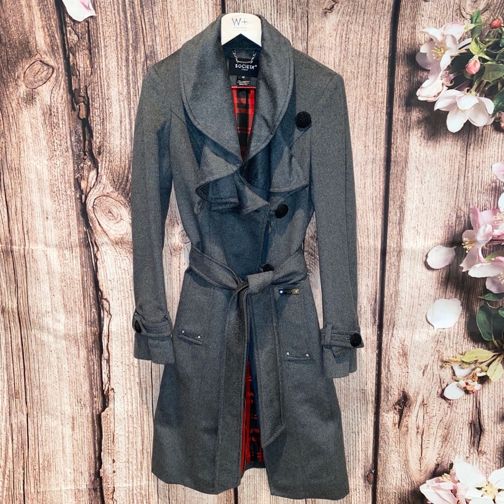 NWOT Societa Italy Grey Cashmere Coat
